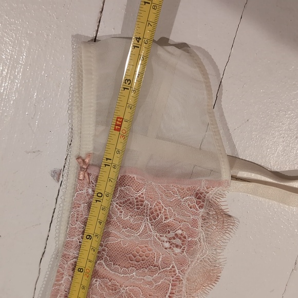 NWOT Ivory and Pink Lace Mesh Garter Belt XS/S b.tempt'd by Wacoal - Picture 6 of 7